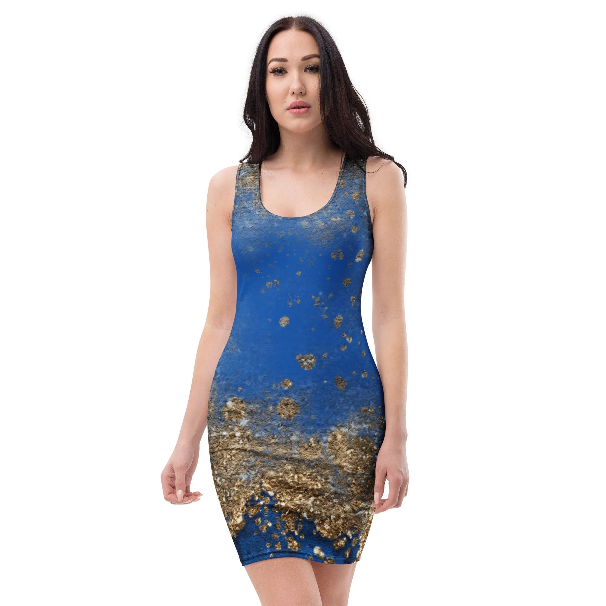 Blue and Gold Sparkle Bodycon dress