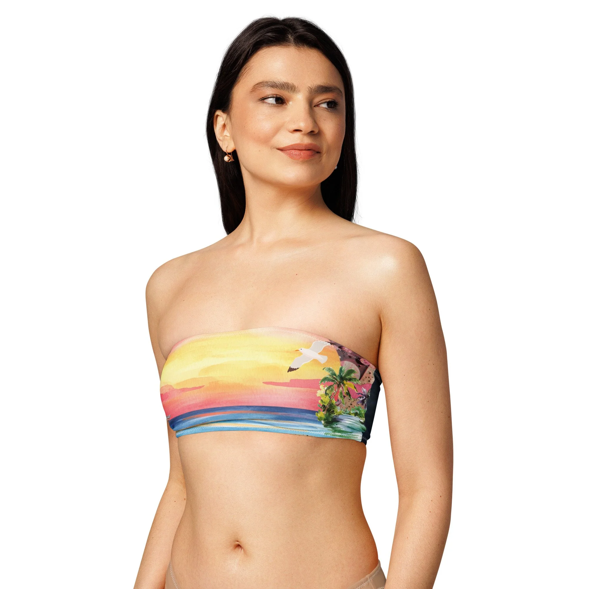 Beach Scene Color Pop Recycled bandeau bikini top
