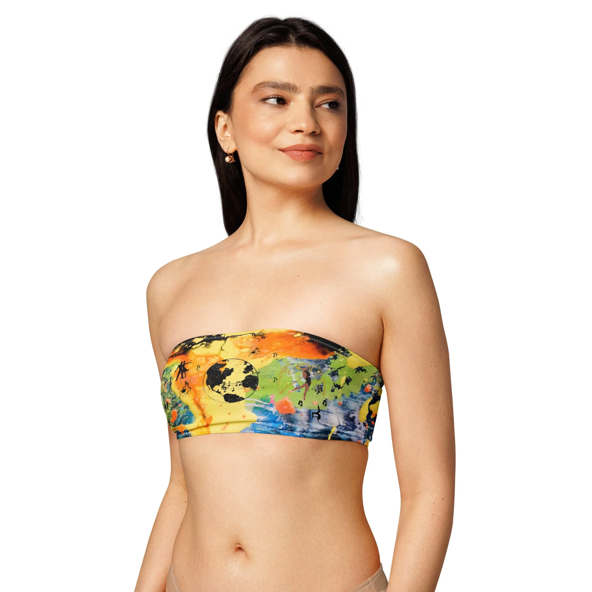 Music Dance Scene Recycled bandeau bikini top