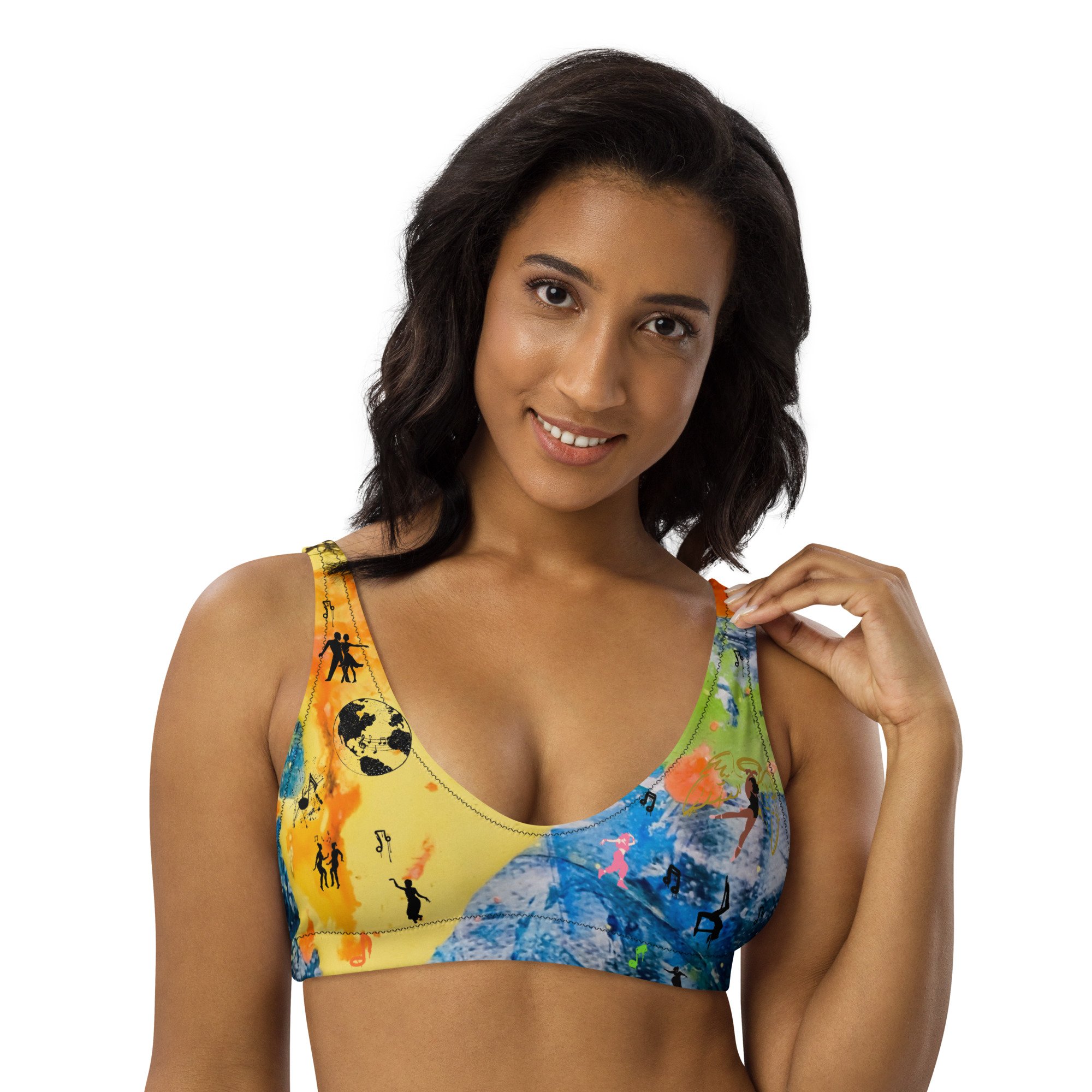 Music Dance Scene Recycled padded bikini top