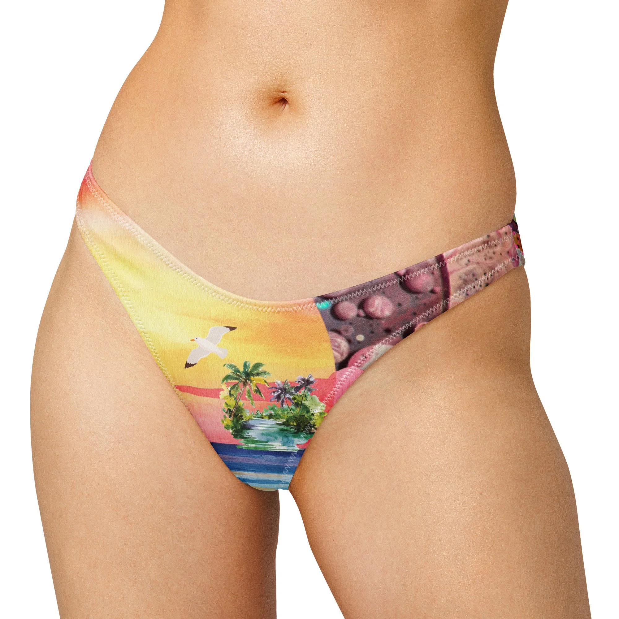 Beach Scene Color Pop Recycled V-cut bikini bottom