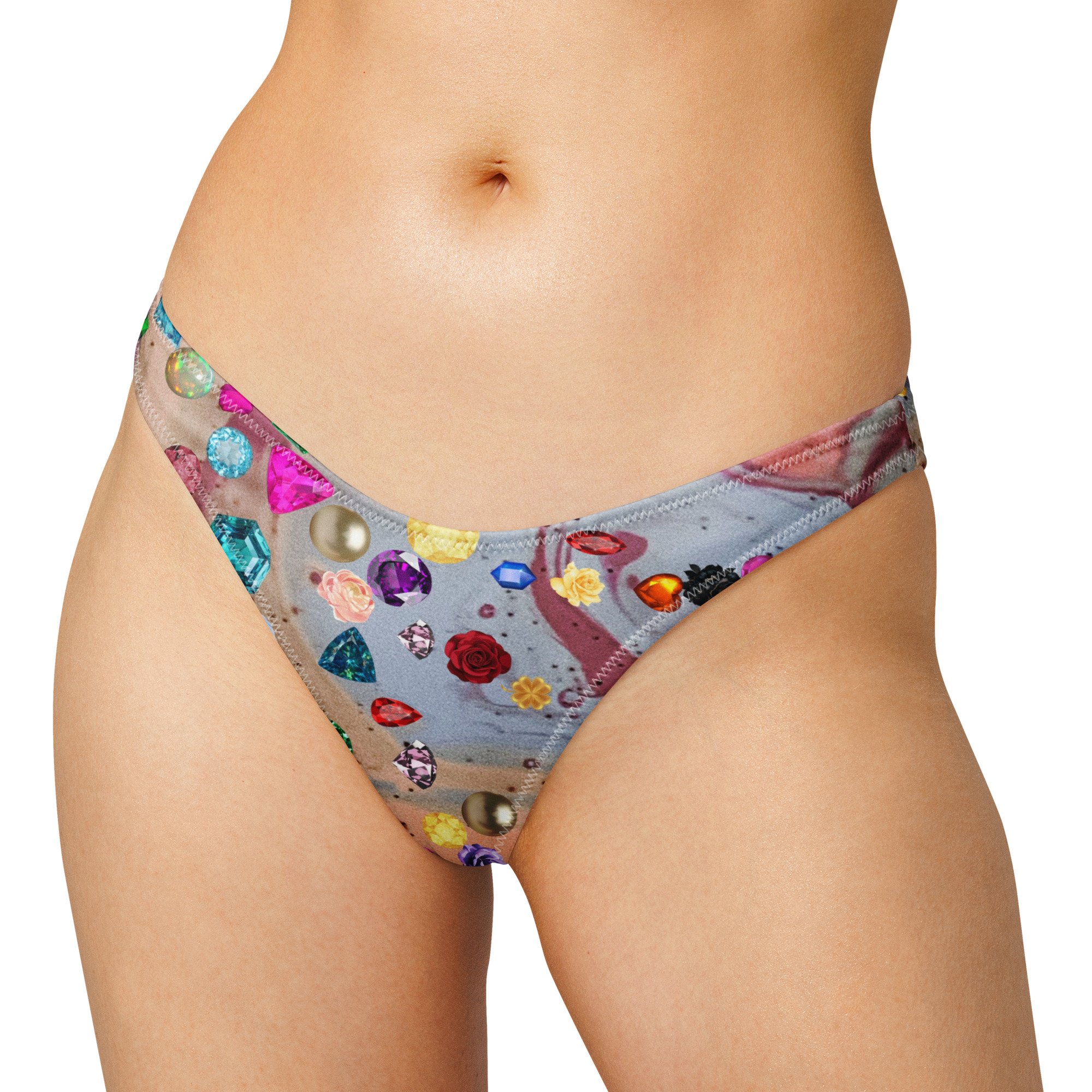 Jeweled Recycled V-cut bikini bottom
