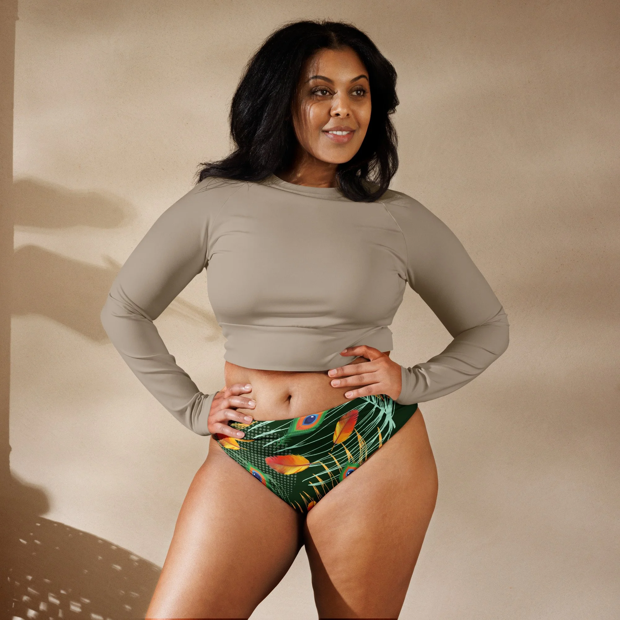 Jungle Vibes Recycled high-waisted bikini bottom