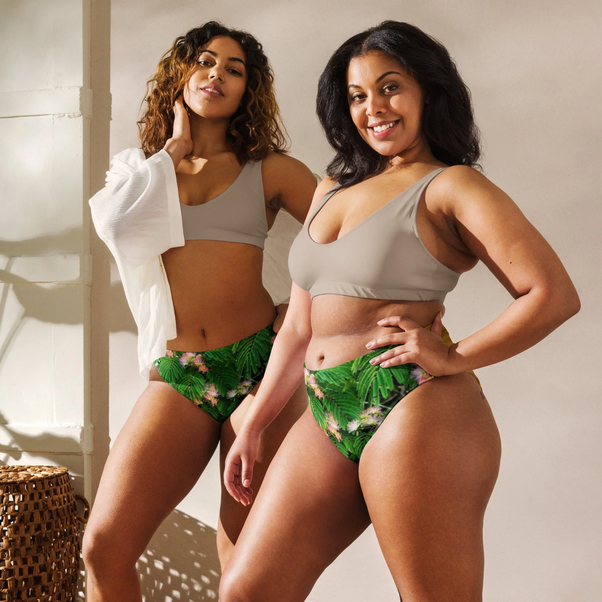 Mimosa and Gold Recycled high-waisted bikini bottom