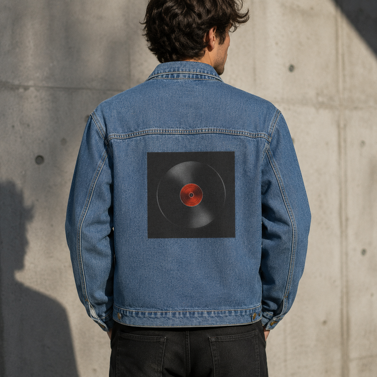 Denim Jacket — Vintage Vinyl Record Back Patch