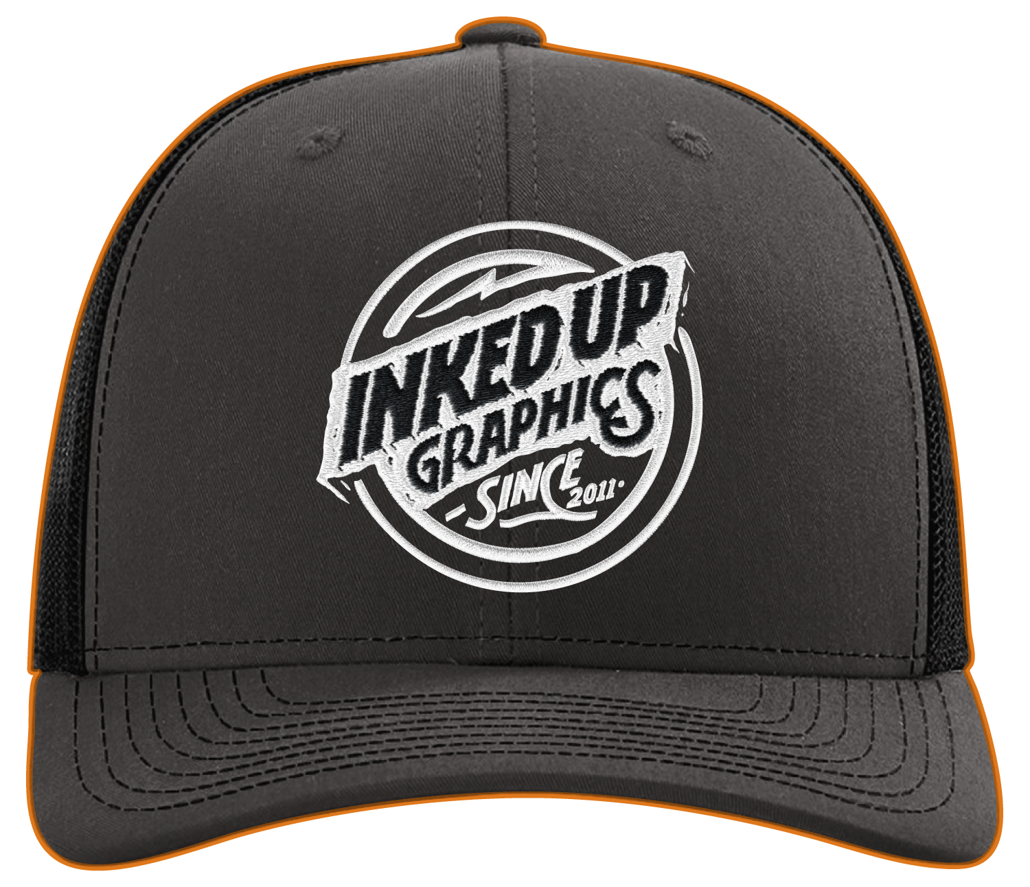 Black baseball cap with embroidered logo reading "InkED Up Graphics Since 2011" on the front panel.