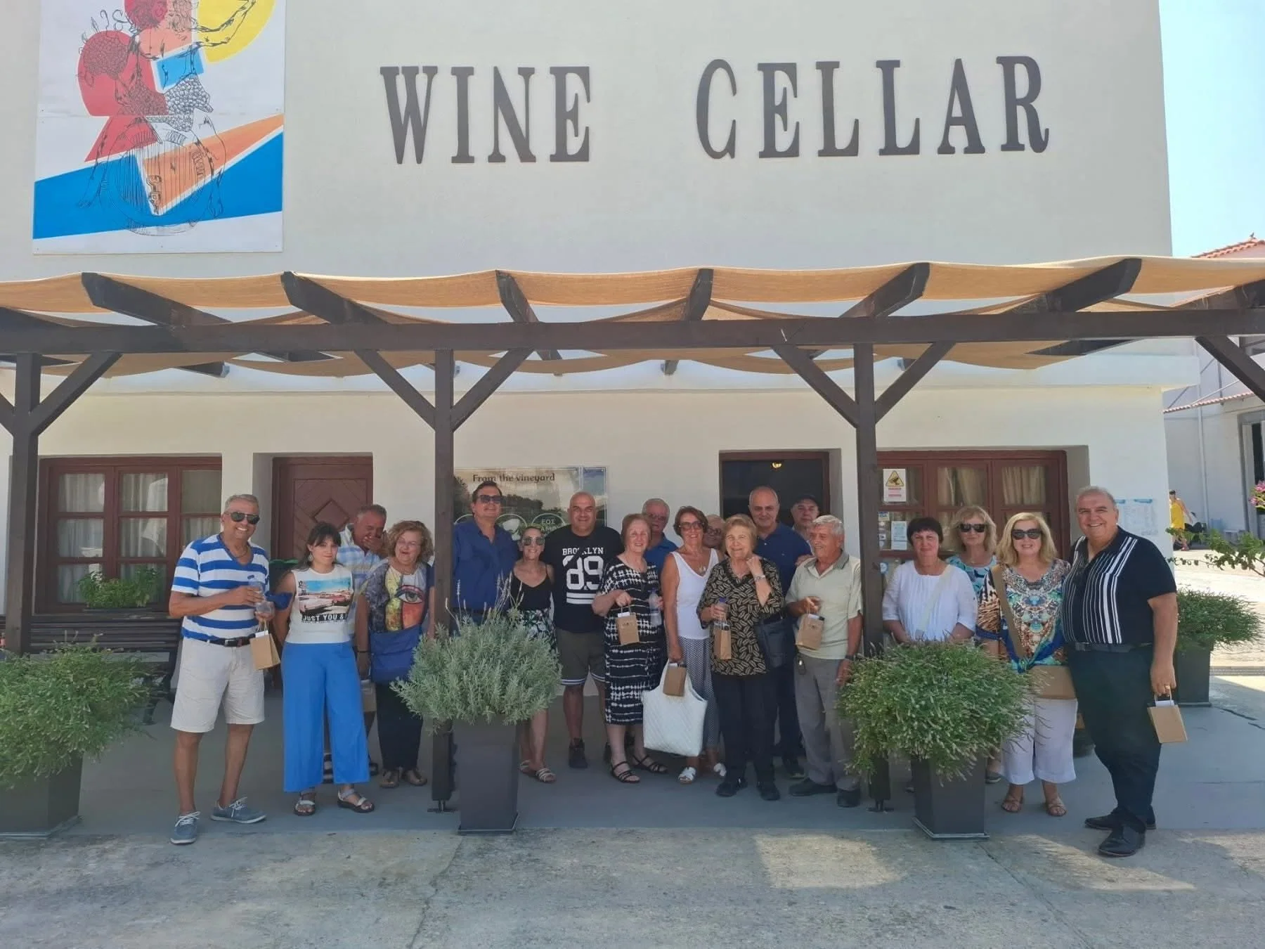 Tour of UWC Samos winery in Karlovasi, August 2025.