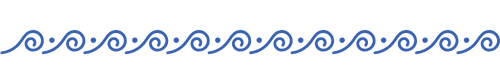 Decorative blue border with swirling patterns on a white background