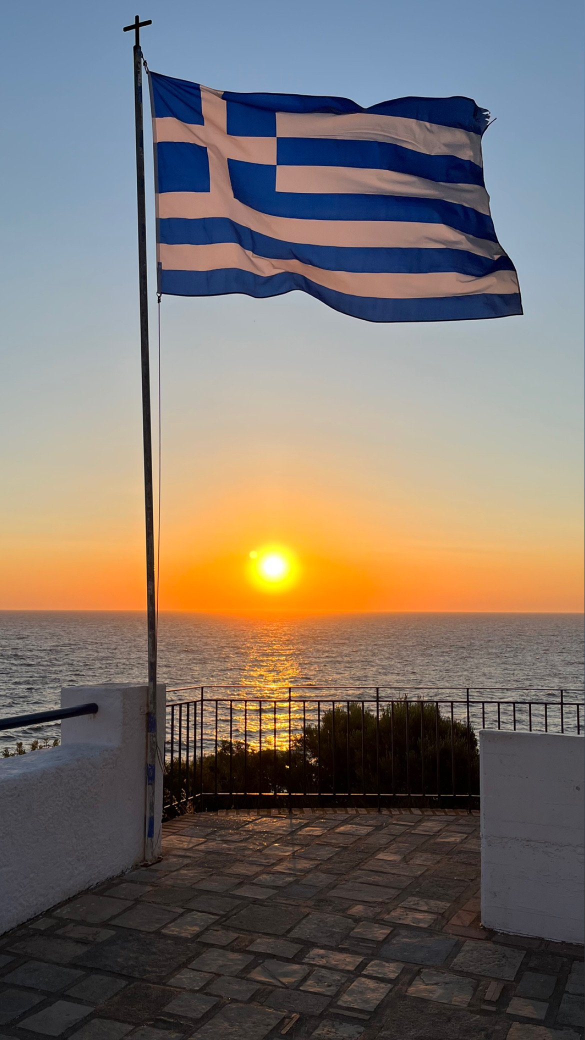 Sunset from the church of Agios Nikolaos, Potami beach, Samos.