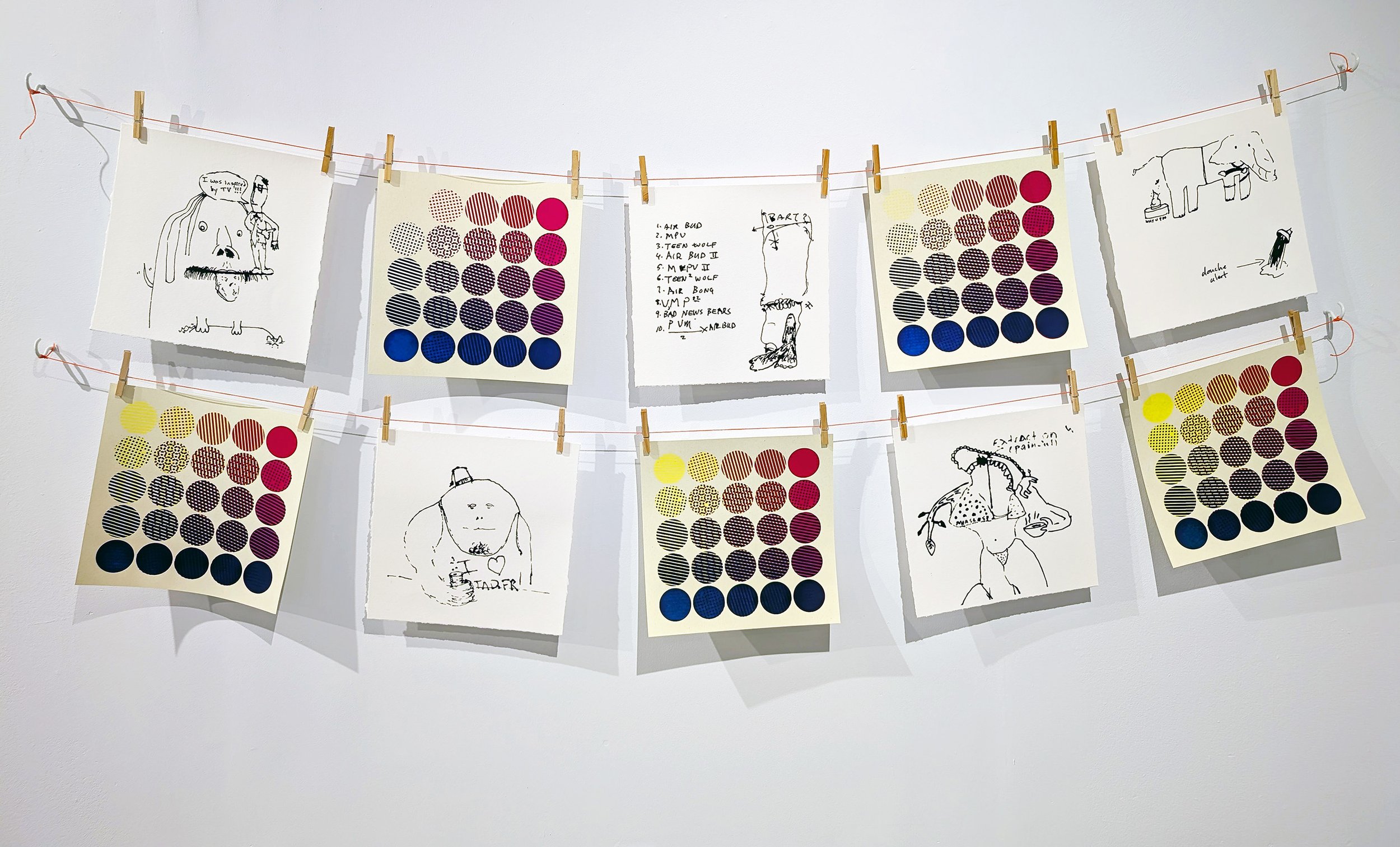 Collaborative Napkin Drawings Near Swatch Test Prints (2026)