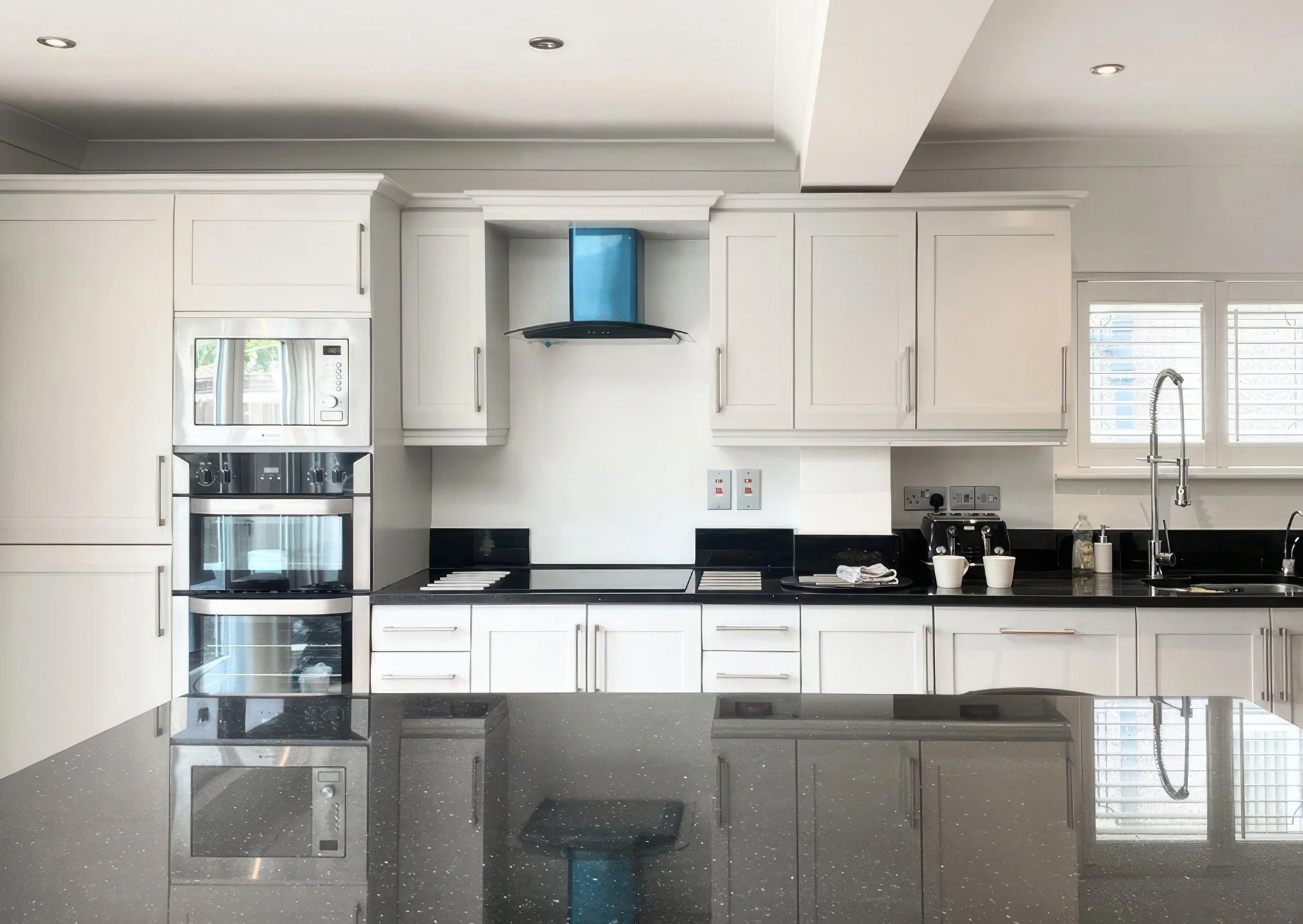 Domestic property luxury painting and decorating kitchen respray project for kitchen in Canford Cliffs, Bournemouth