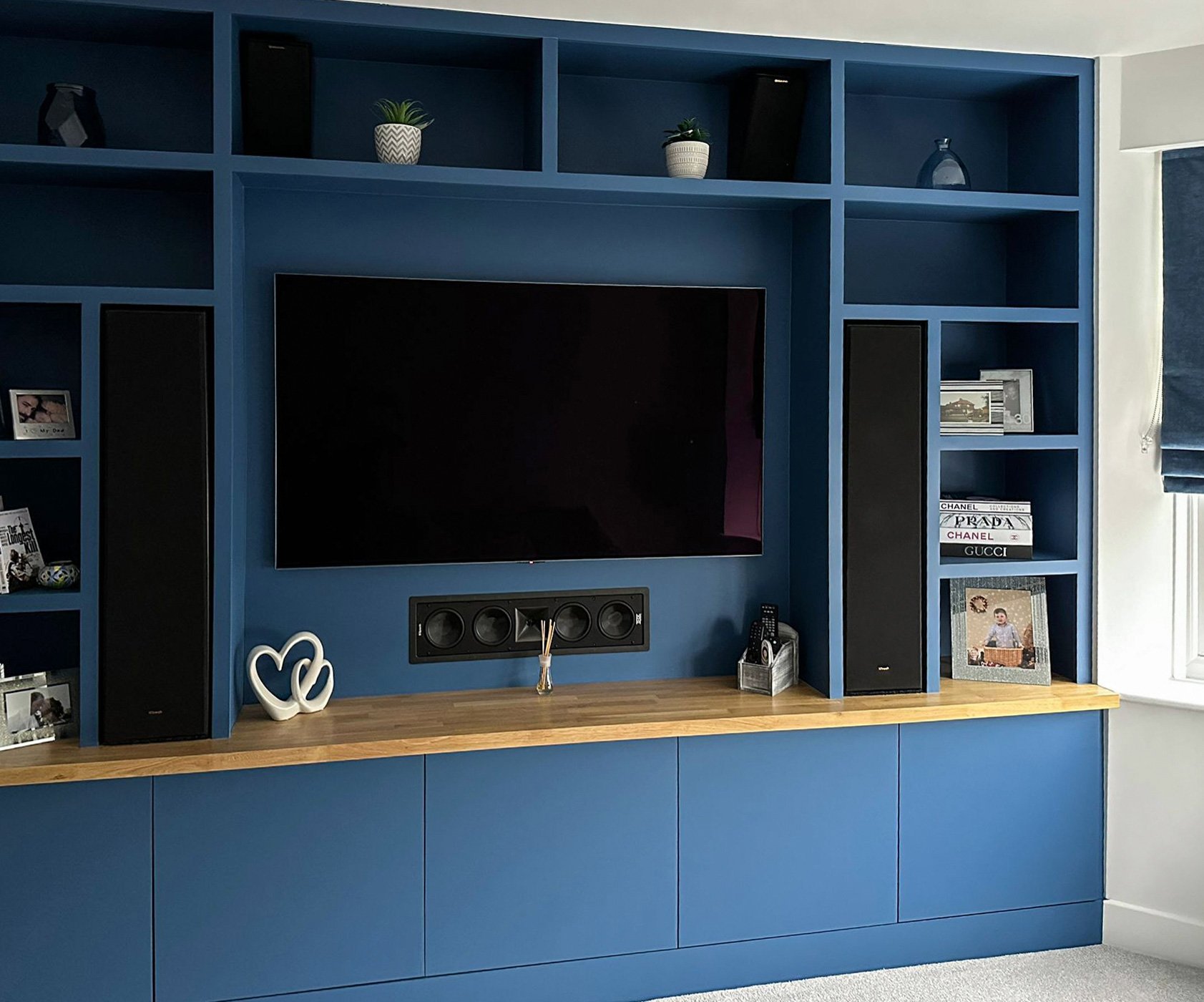 Domestic property luxury painting and decorating spray finish project for media unit in Bournemouth