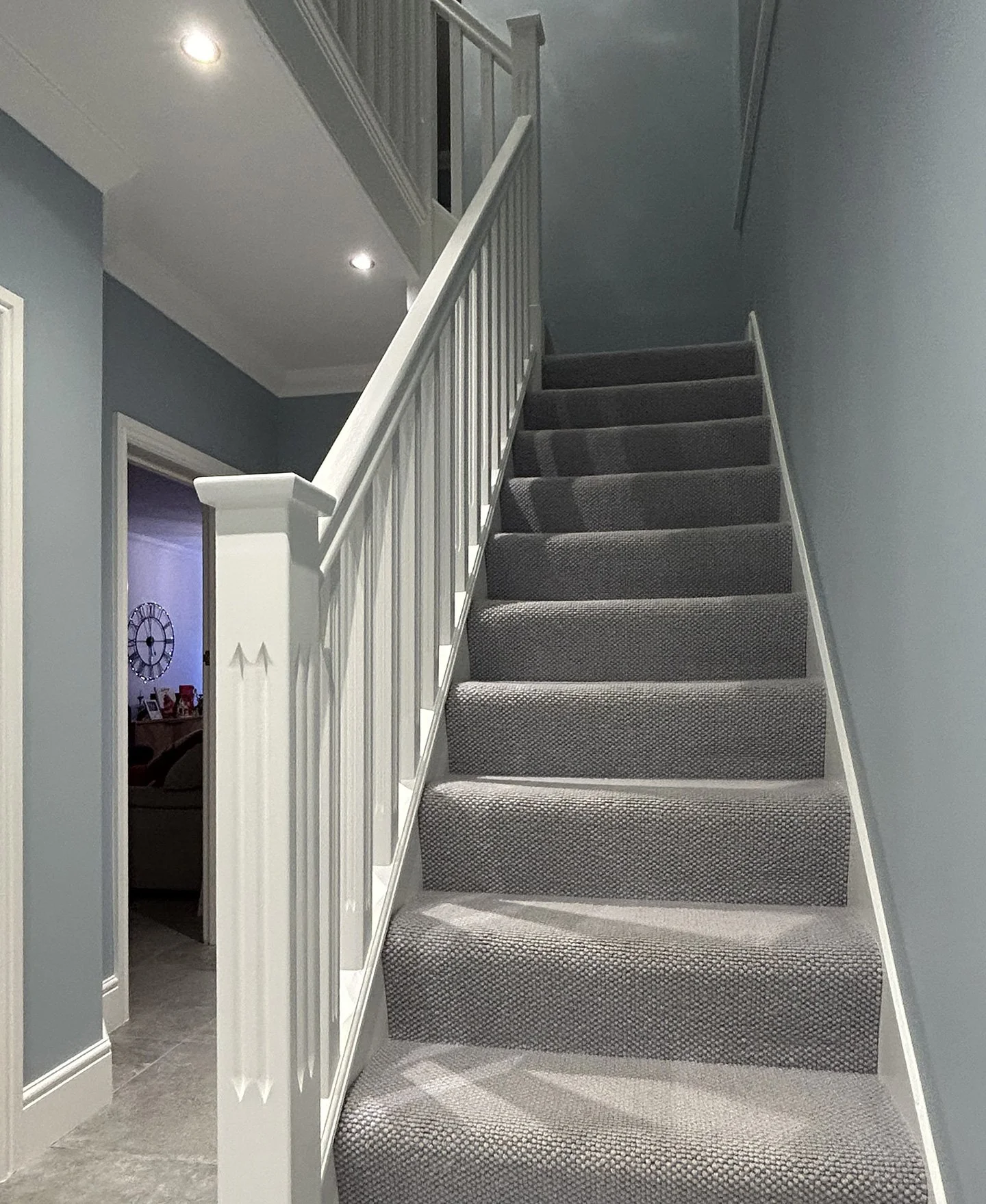 Domestic property luxury painting and decorating restoration project for hallway, stairs and landing in Oakdale, Poole
