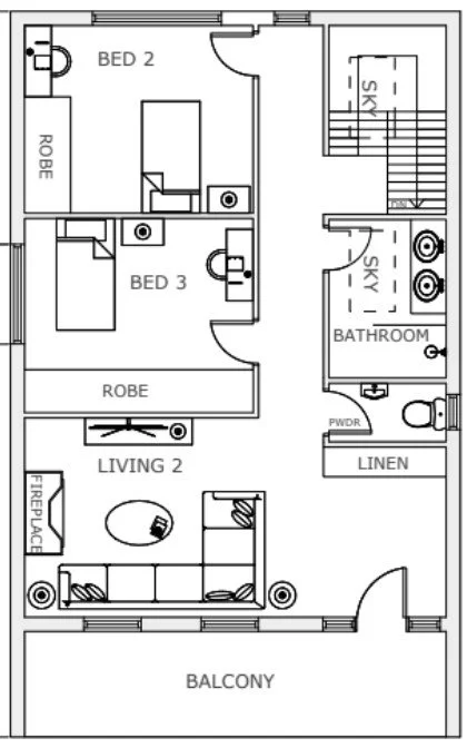 Terrace House First Floor plan created by Bortolazzo Interior Design