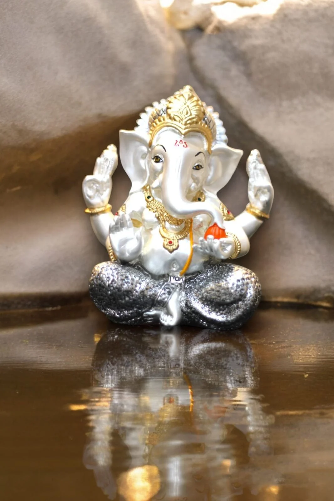 White Gold and Silver Ganesh