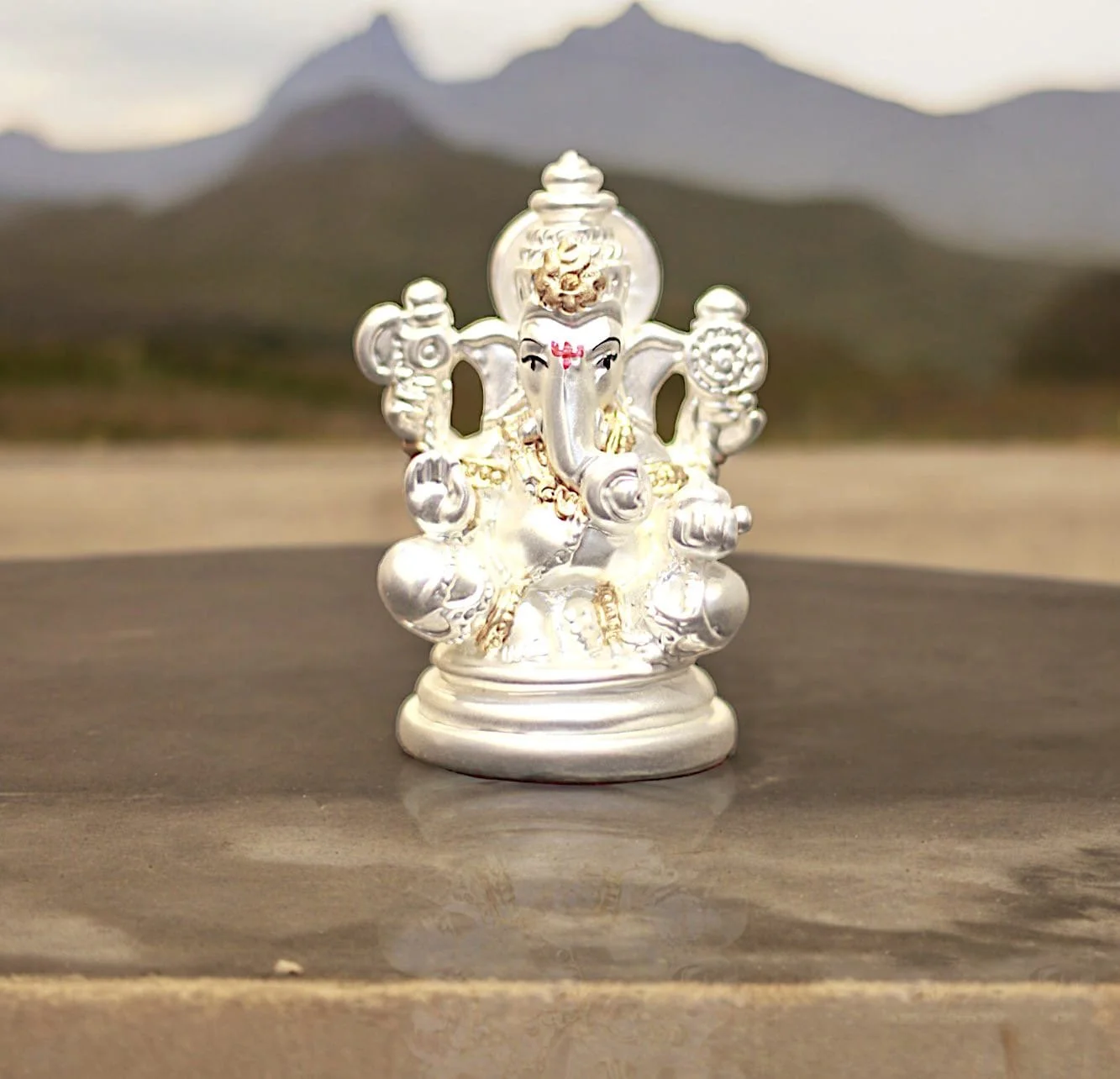 Mini White and Gold Ganesh