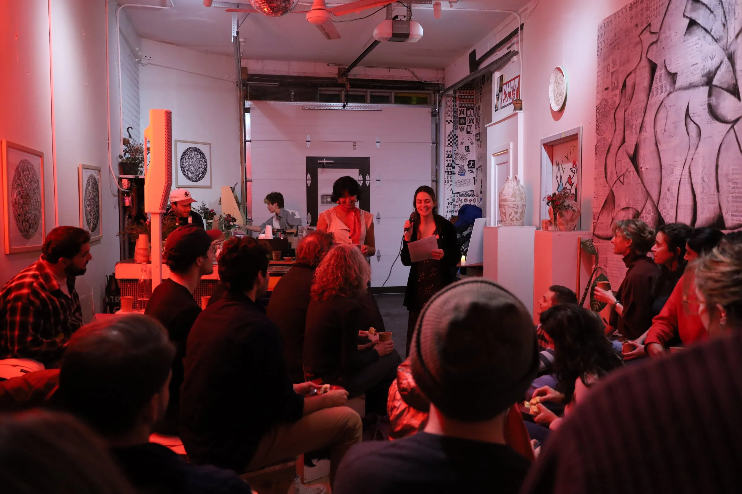 Bea and I give some discussion prompts at the Q's issue 6 neighborhood salon