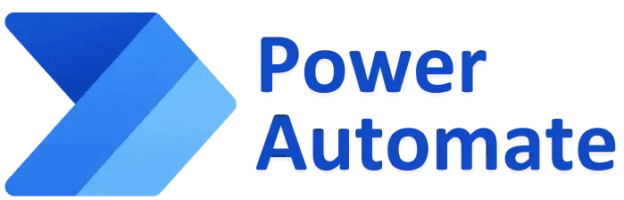 Power Automate logo with stylized blue arrow and text