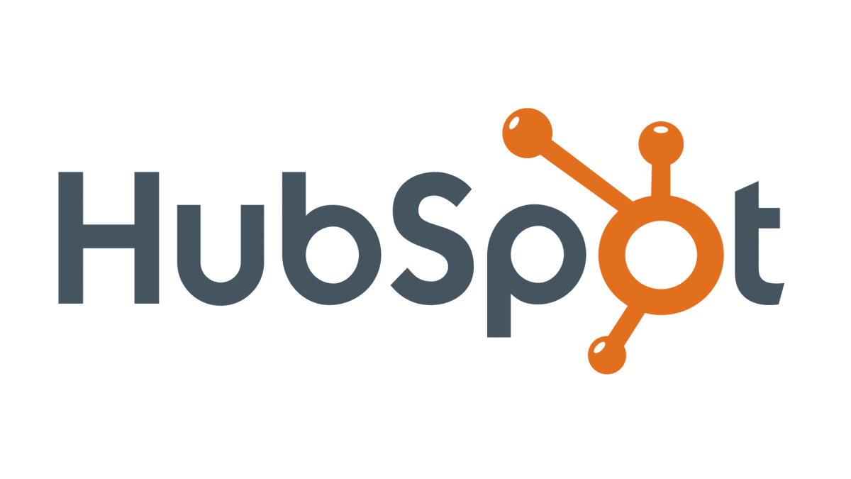 HubSpot logo with black text and orange geometric design