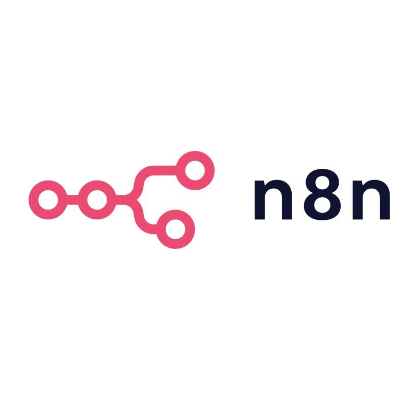 Diagram of a neural network with interconnected nodes and the text 'n8n' next to it.