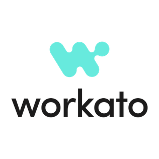 Workato logo with a stylized blue 'W' symbol above the company's name in lowercase letters.