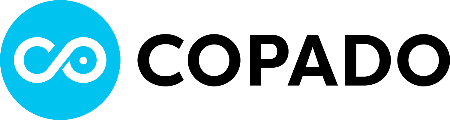 OpenAI logo, a blue circle with a white infinity symbol inside.