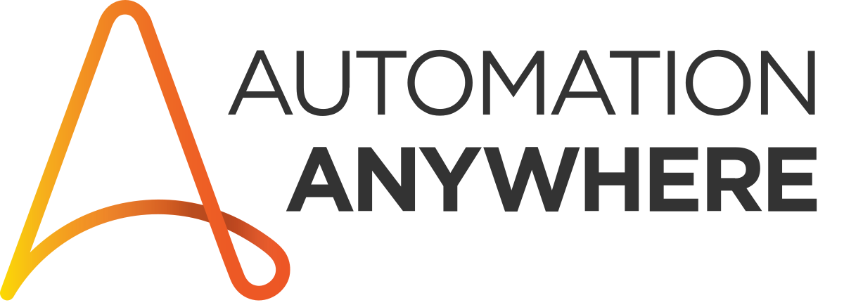 Logo with stylized orange and yellow gradient letter A and the words "Automation Anywhere" in black.