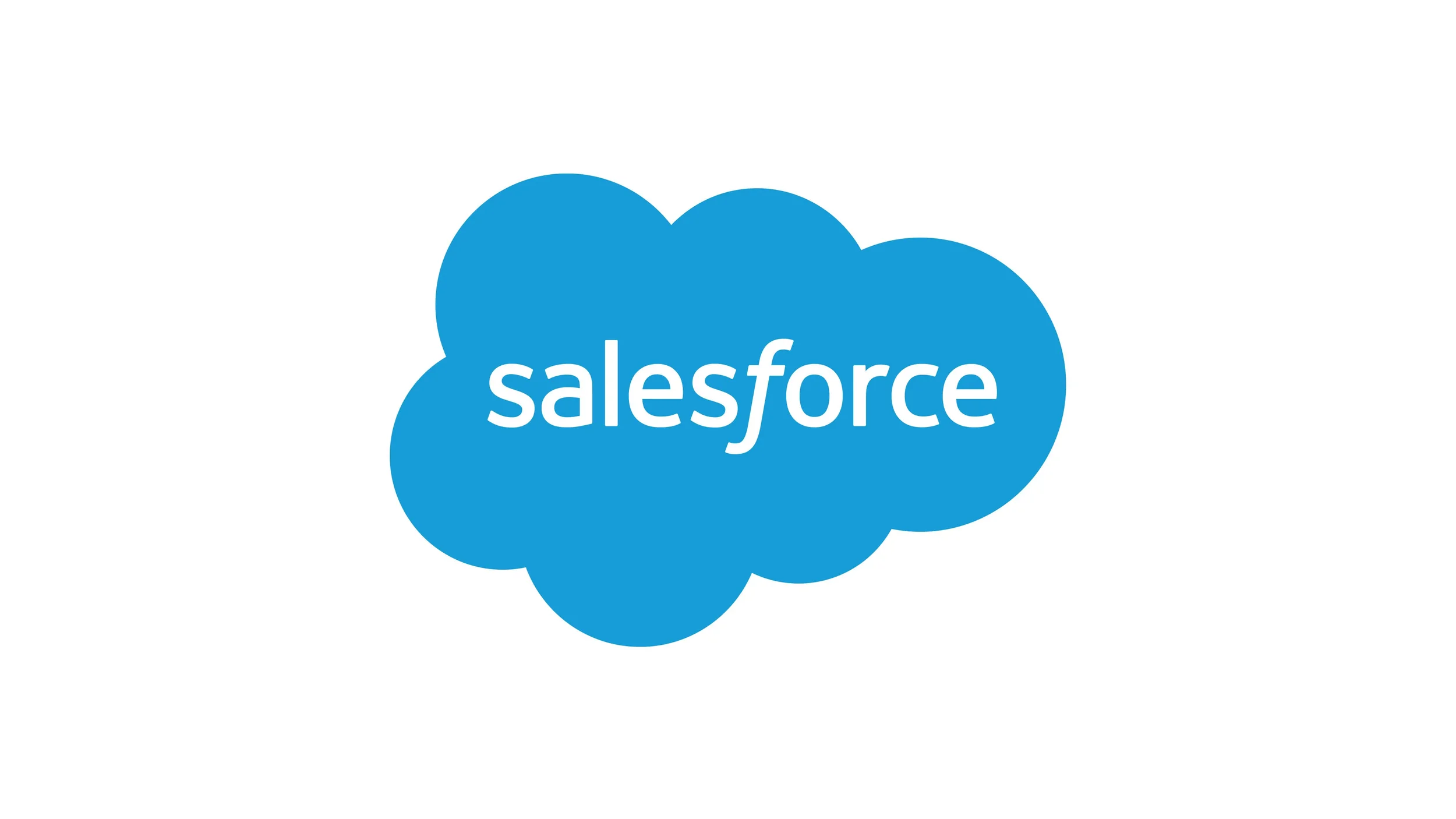 Salesforce logo with blue cloud background and white text