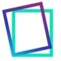 Three overlapping colorful picture frames in purple, blue, and teal.
