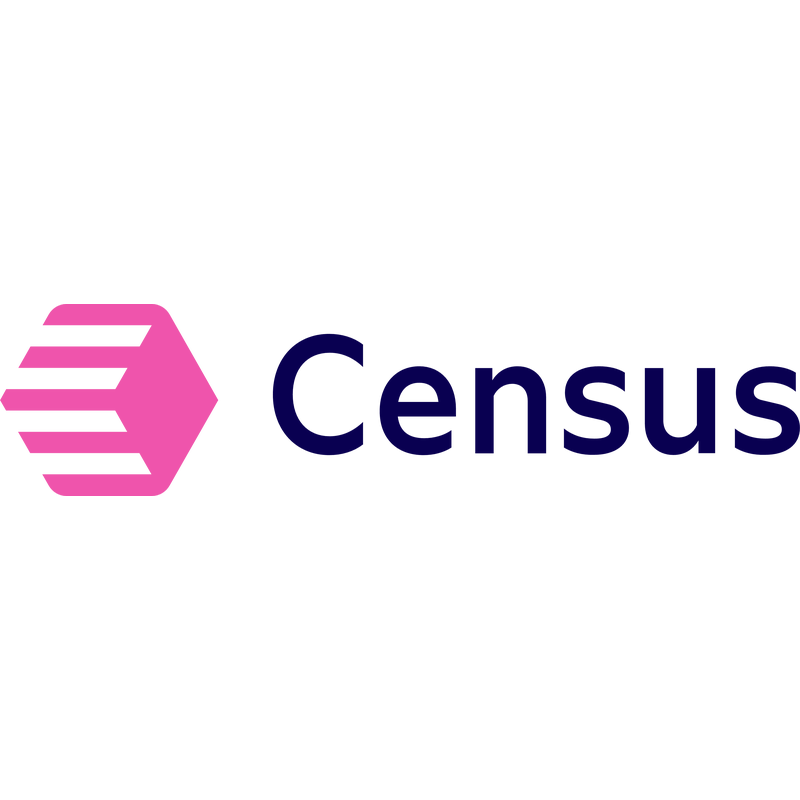 U.S. Census Bureau logo with a pink and black stylized arrow and the word "Census" in dark blue text.