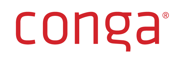 The logo for Conga, featuring the word 'conga' in lowercase red letters.