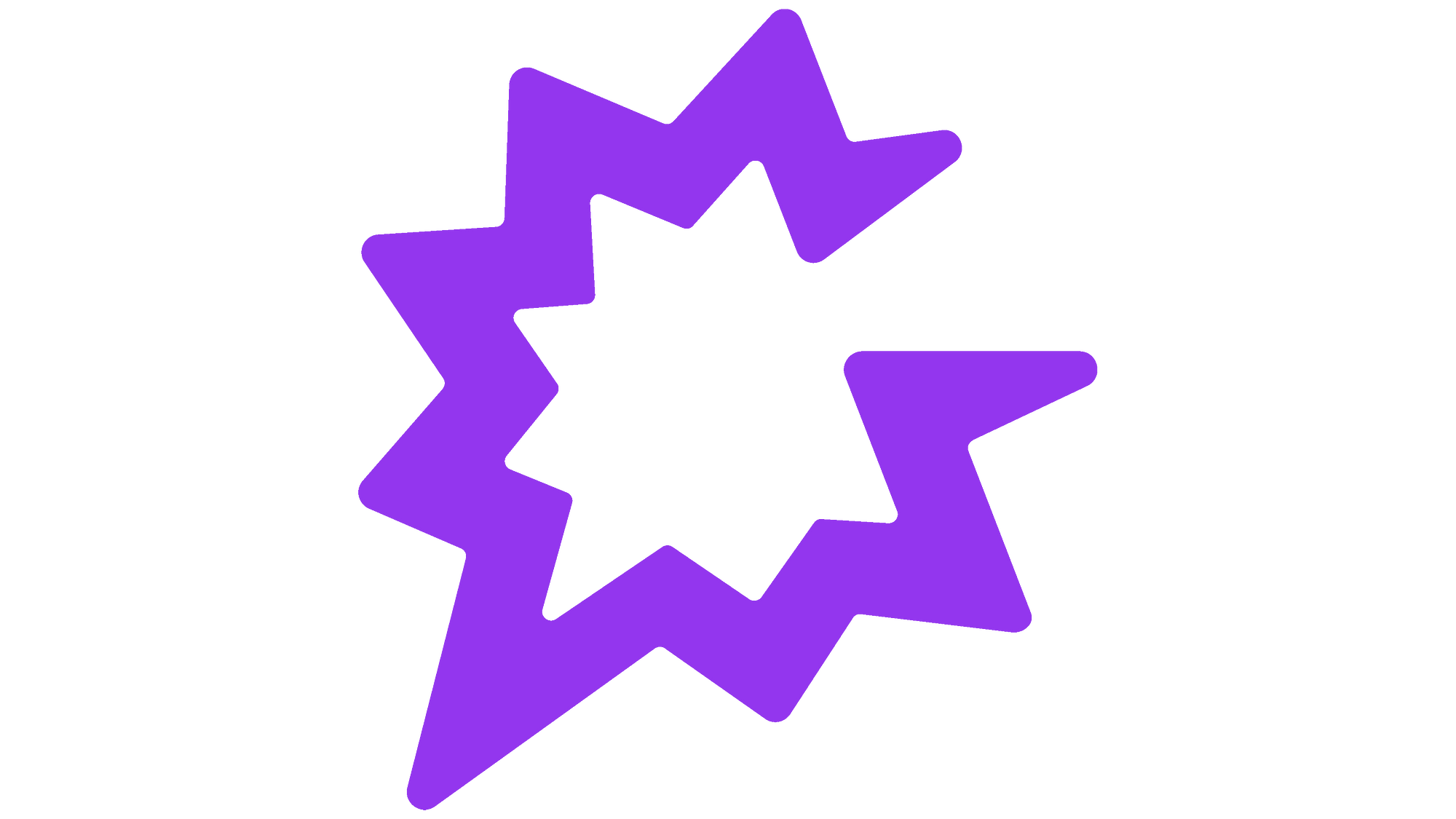 Purple lightning bolt with an inner outline of a star