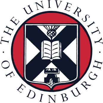 Emblem of The University of Edinburgh featuring a shield with an open book, a thistle, and a tower, encircled by the university's name.