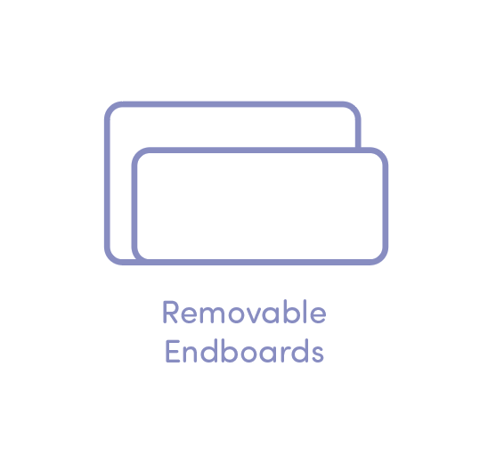 Illustration of two removable endboards with the label "Removable Endboards" underneath.