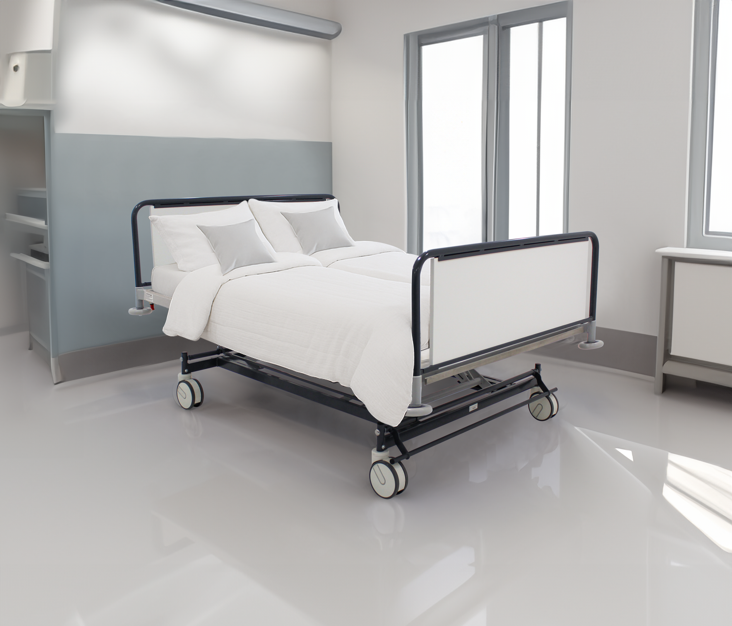The Nestie Novus Maternity Bed combines advanced clinical functionality with integrated partner accommodation, creating a comfortable and supportive environment for birth and recovery.