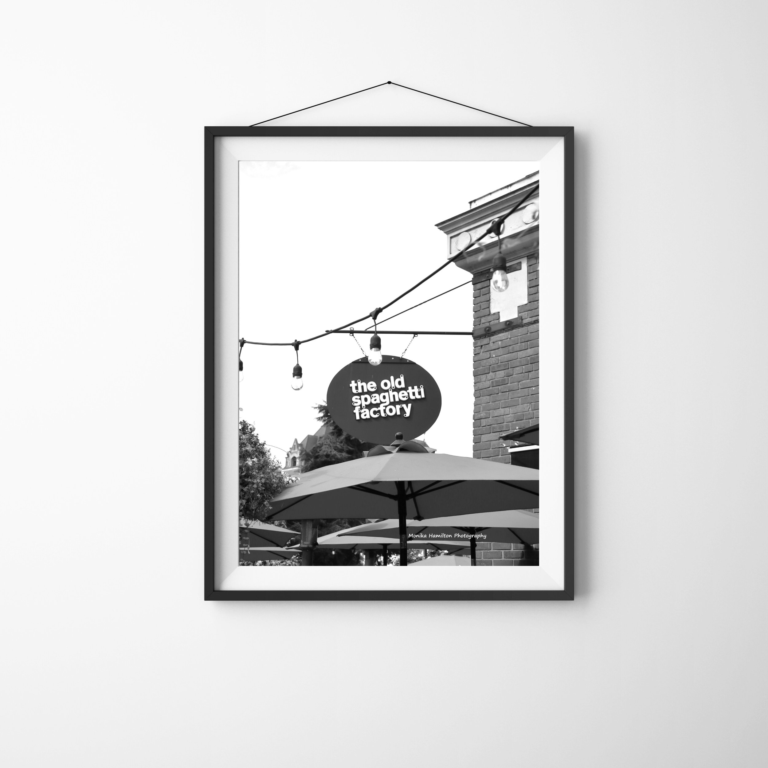 The Old Spaghetti Factory, Victoria - a vertical black and white photo of the iconic restaurant in downtown. Part of a Victoria print set. Monika Hamilton Photography