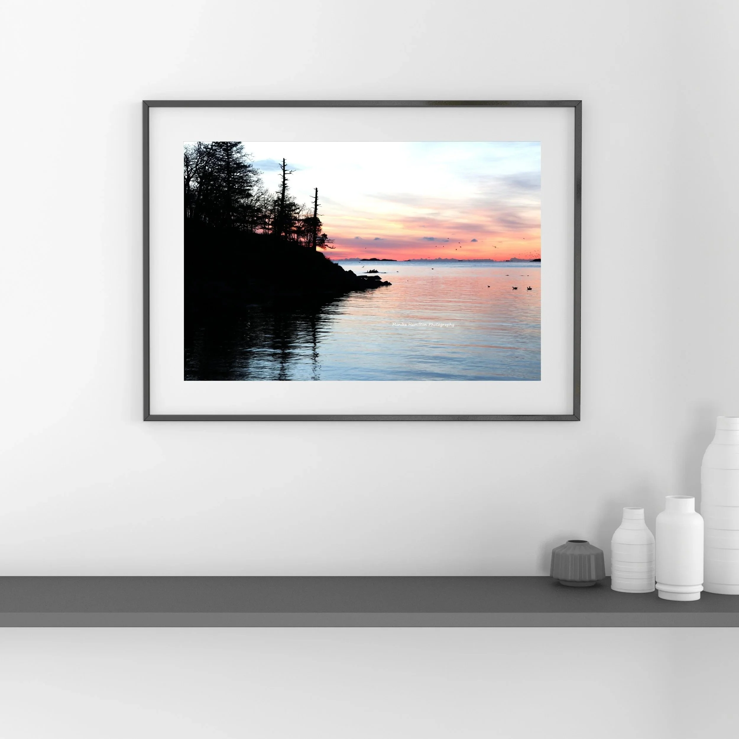 Vancouver Island Sunrise at Neck Point: 
I took this on a very peaceful morning from the beach of this beautiful park. Available as a canvas or photo print. Choose between colour or black and white.
