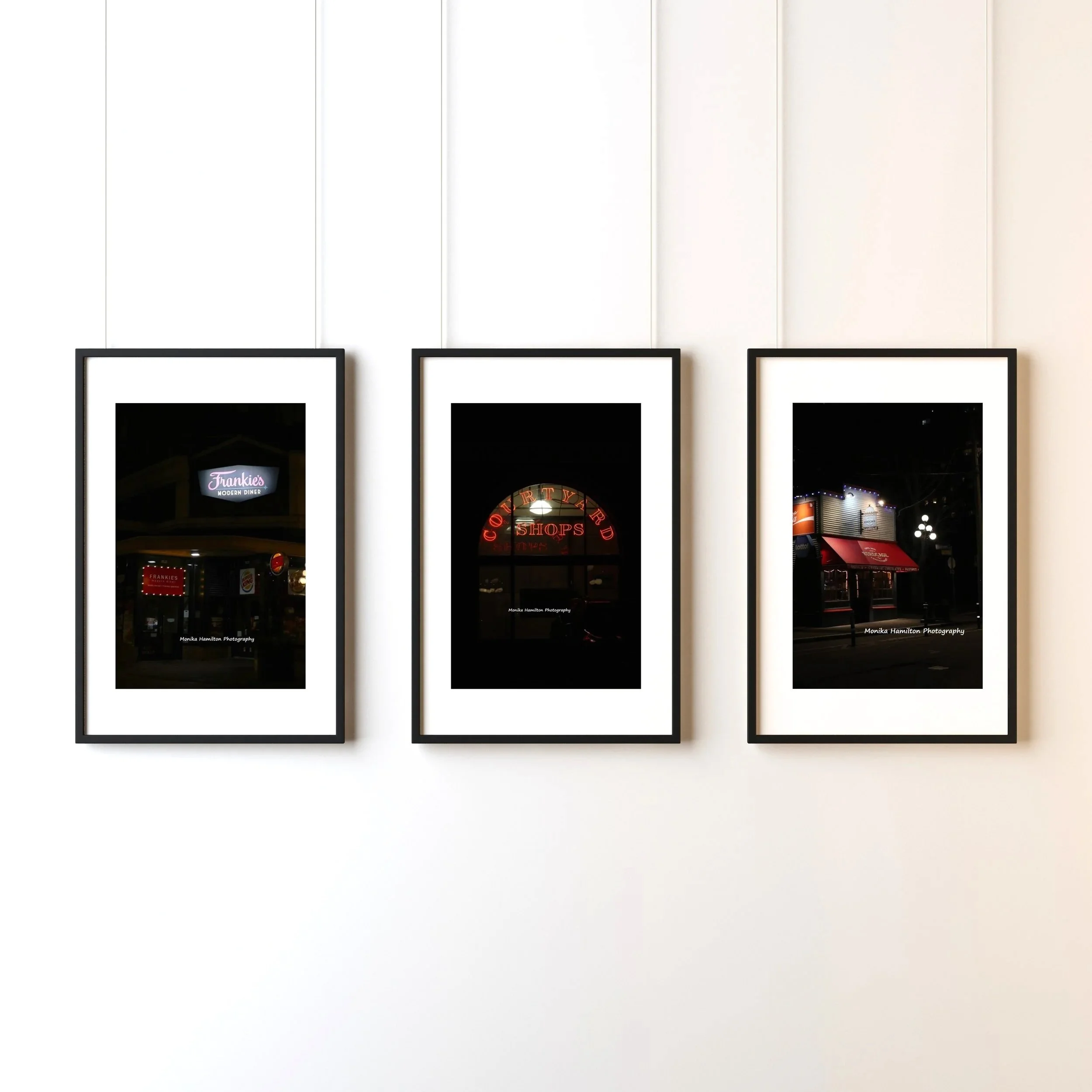 Victoria Urban Night Scenes Print Set - These original, high-resolution urban night photos of urban Victoria scenes will bring the city vibe to your home, office, or business. I took these photos on an early evening walk in downtown Victoria. There a