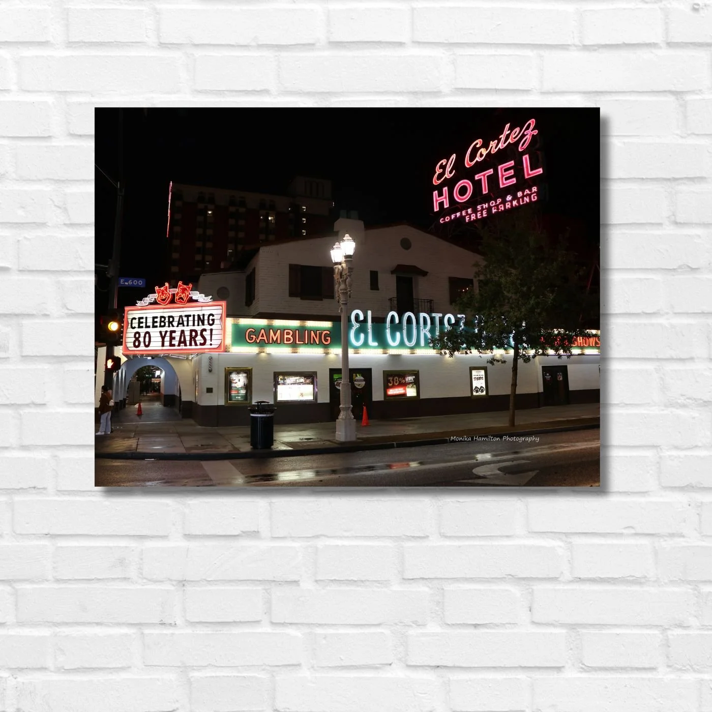 El Cortez Hotel, Las Vegas - this vintage hotel celebrated 80 years a few years ago. The neon signs pop out against the dark night sky. Available as a photo or canvas print. Monika Hamilton Photography