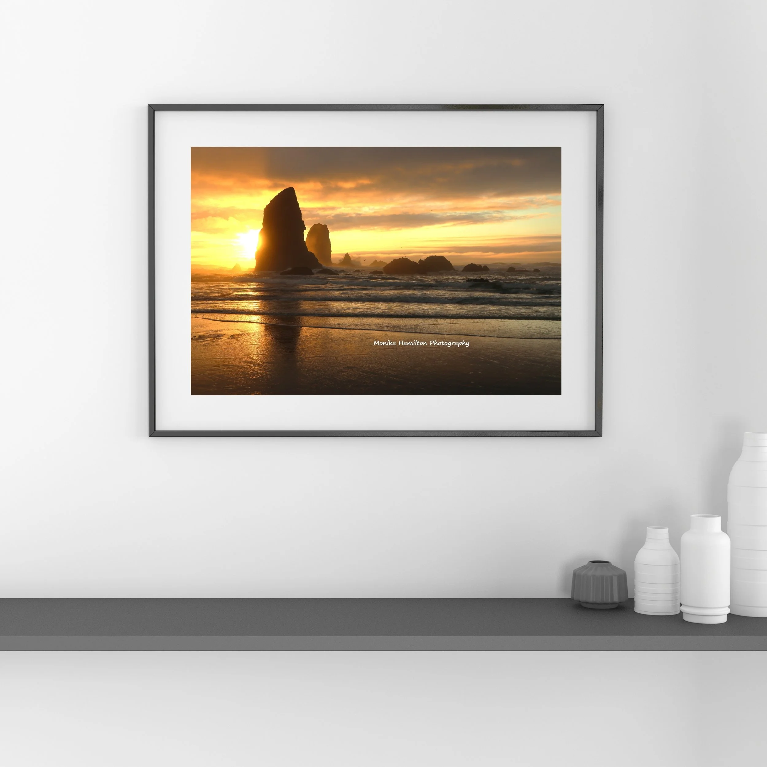 A Cloudy Sunset at Cannon Beach, Oregon Coast - landscape nature photograph of this beautiful, scenic place and vast beach. Monika Hamilton Photography