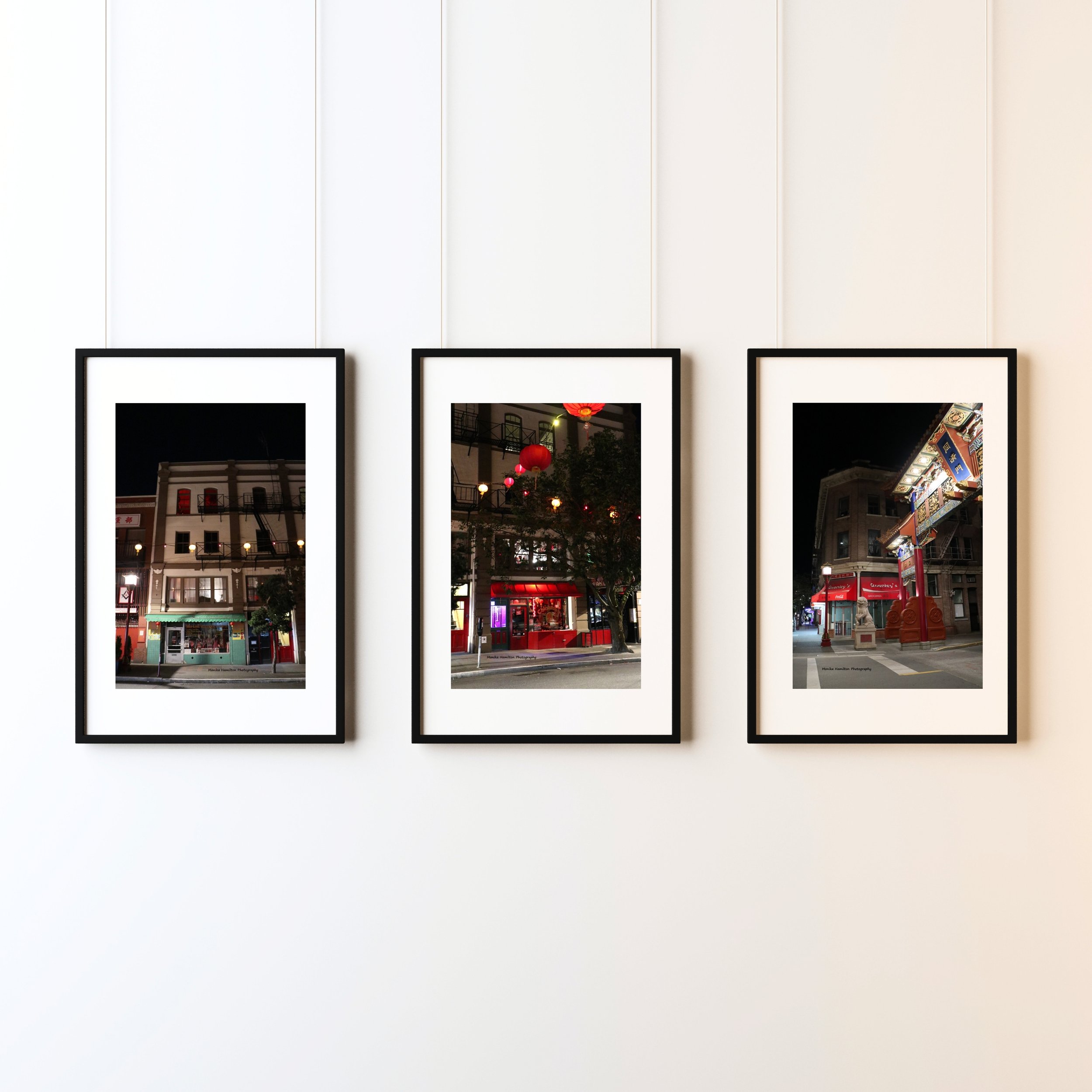 Victoria Chinatown Print Set: 3 Canvas or Photo Prints, Urban Wall Art - These original, high-resolution photos of lively Chinatown in beautiful Victoria, BC, come in colour or black and white.
 