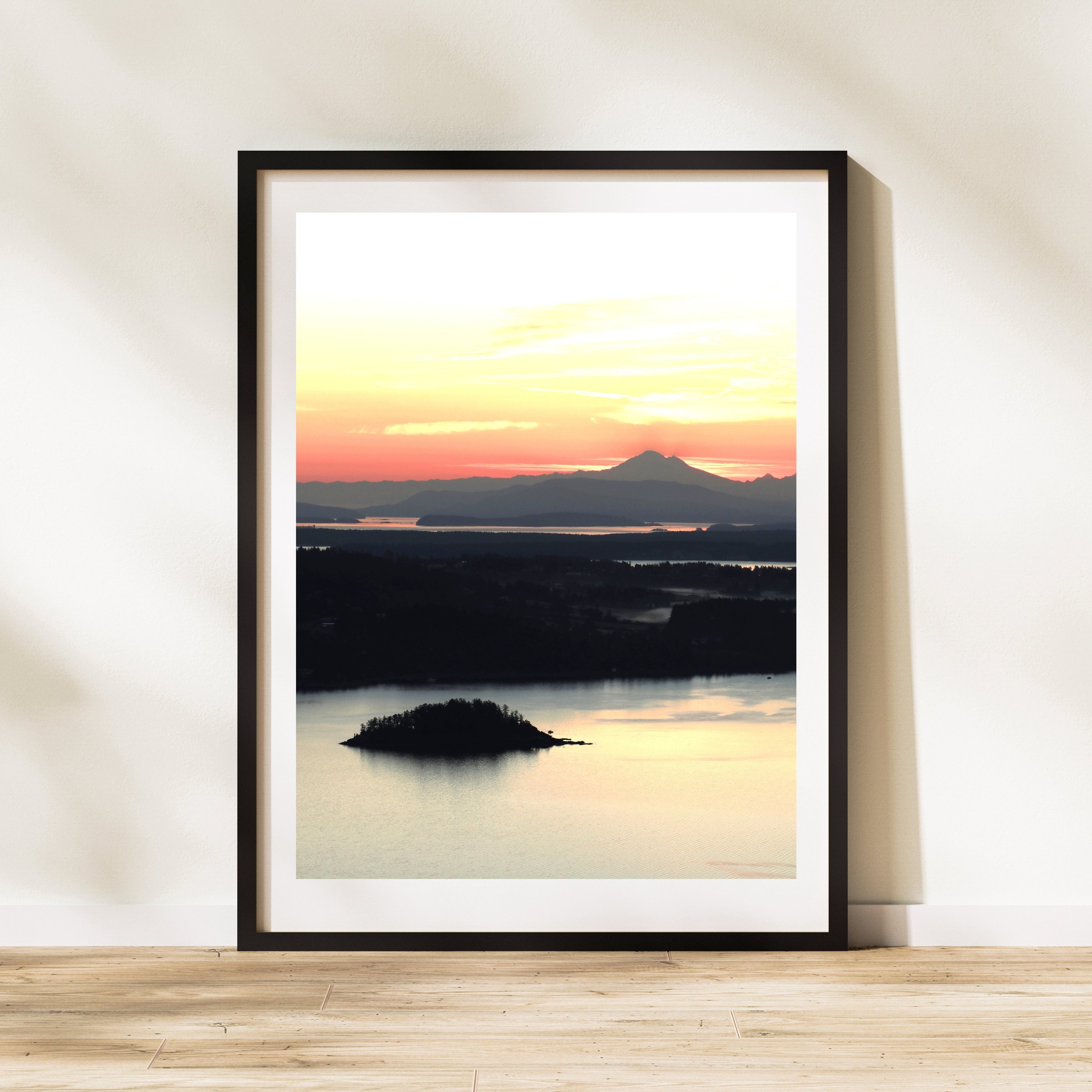 Malahat Sunrise, Vancouver Island Print: Scenic Coastal Mountains and peaceful sunrise on the way to lovely Victoria, British Columbia. Photo or Canvas in Colour or Black and White. Monika Hamilton Photography