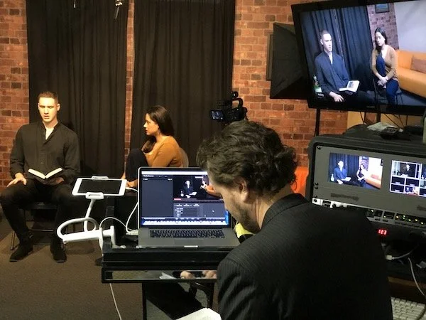 Actor performing on set during an Alza Acting Studio on-camera class in Toronto