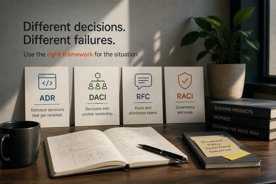Comparison of ADR, DACI, RFC and RACI decision frameworks