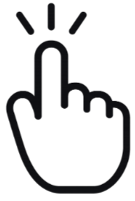 Icon of a hand with a raised index finger and lines indicating a tap or press.