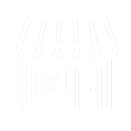 Icon of a storefront or shop with an awning, window, and door.