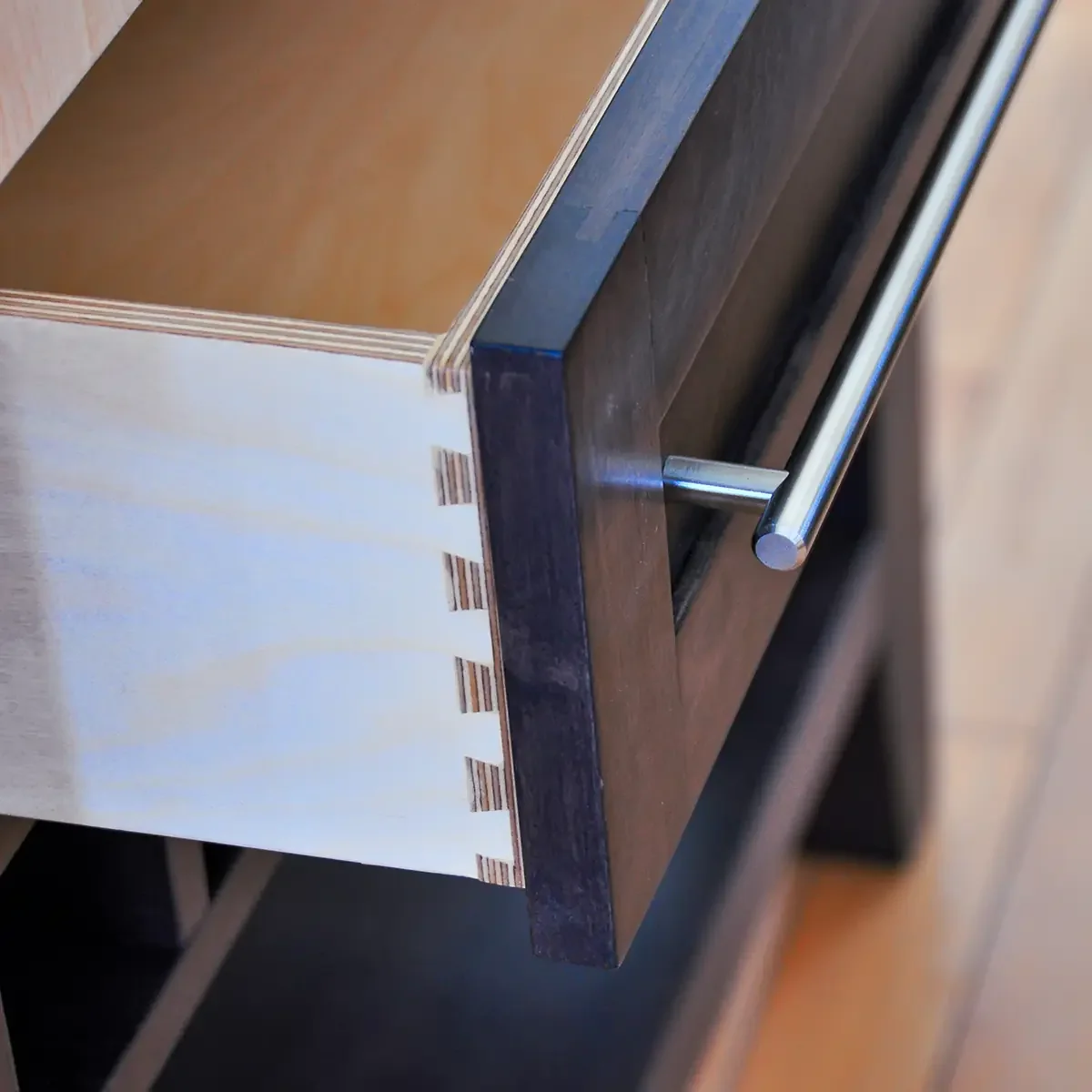 Custom handmade butcher block table with dovetail drawers