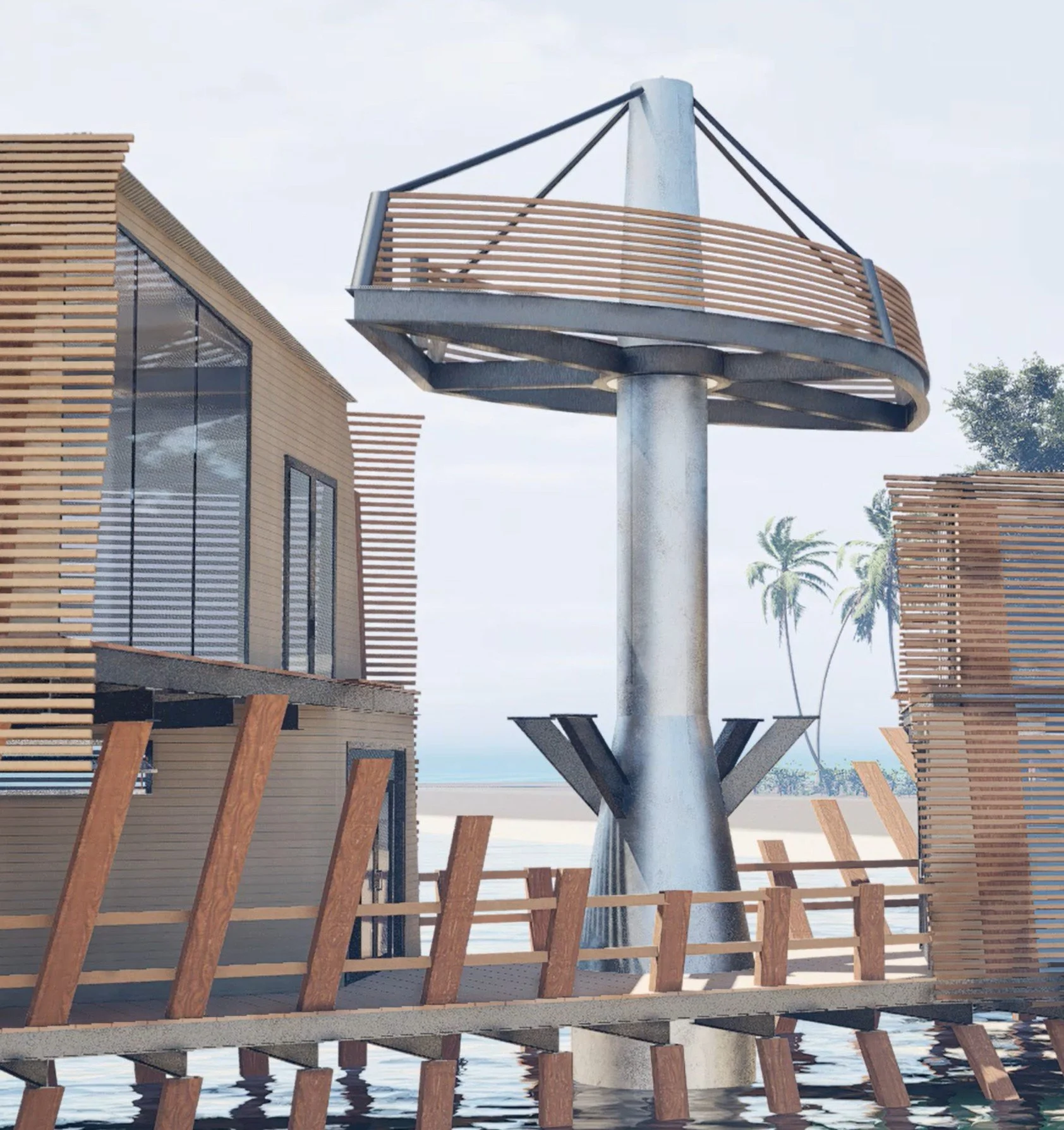 Lift-and-rotate "Crows Nest" platform