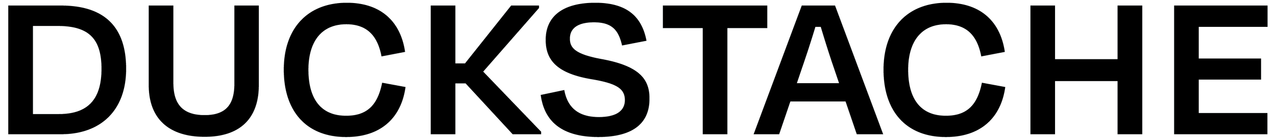 A black logo with the word 'DUCKSTACHE' in all uppercase letters, where the text is outlined in black.