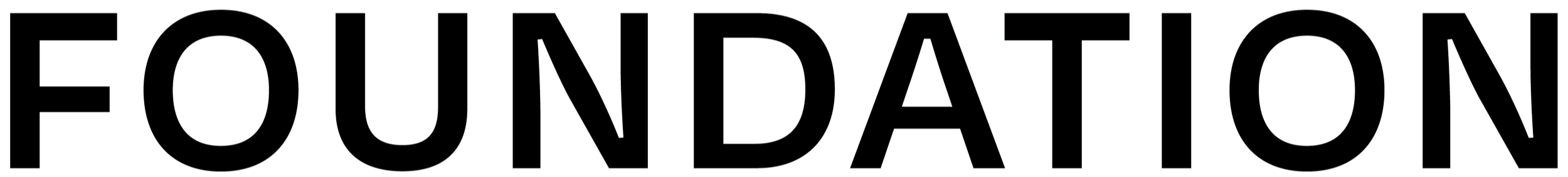 The image shows the word 'FOUNDATION' in large, black, outlined letters on a white background.